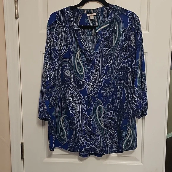 Roz & Ali Paisley Blouse 2x - Picture 1 of 6